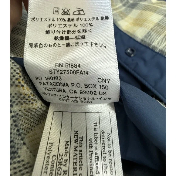PATAGONIA Gratio Quilted Nano Puffer Jacket Mens X-Small Reversible Blue Plaid - Picture 13 of 13